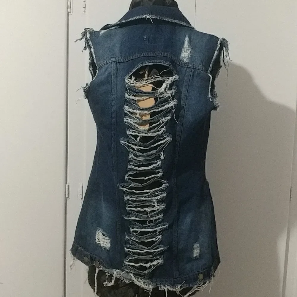 Riva Curve Ripped Denim Jacket